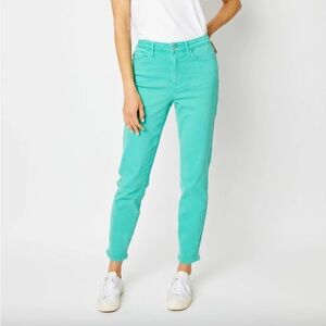 Judy Blue Aquamarine High Rise Garment Dyed Slim Jeans  - size 5/27